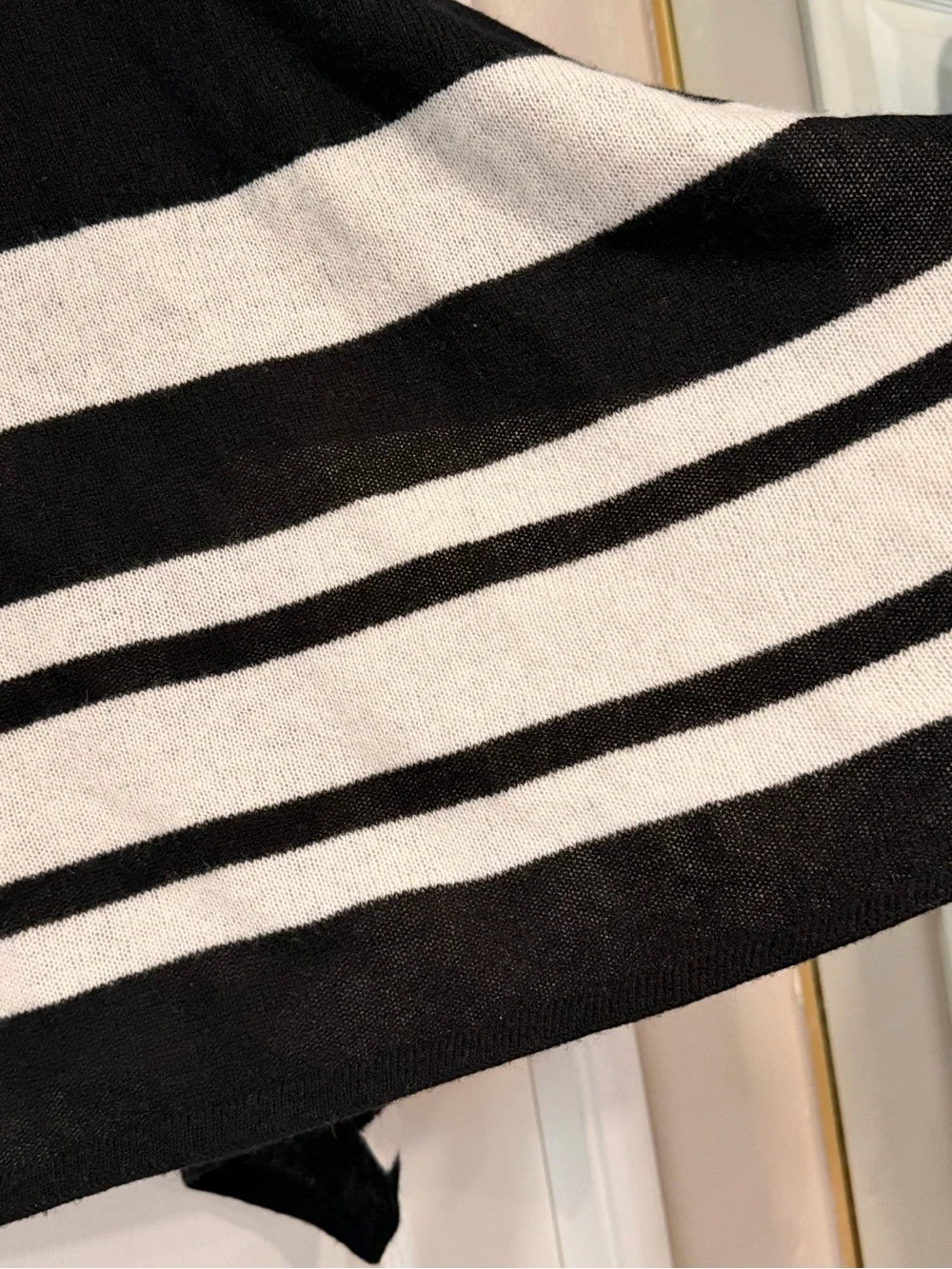 J. Crew Black & White Striped Cashmere & Merino Wool Blend Sweater Poncho #458 - Picture 11 of 13